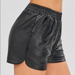 Stylish Faux Leather Shorts w/ Pockets!